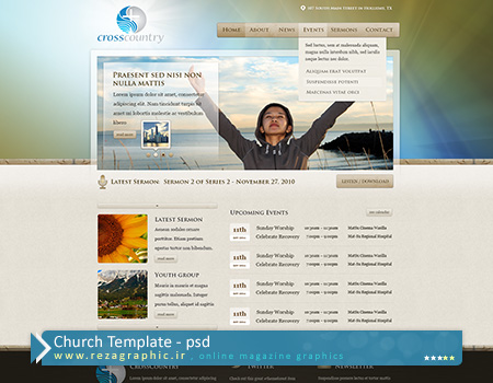 طرح لایه باز قالب وب سایت - Church Template | رضاگرافیک